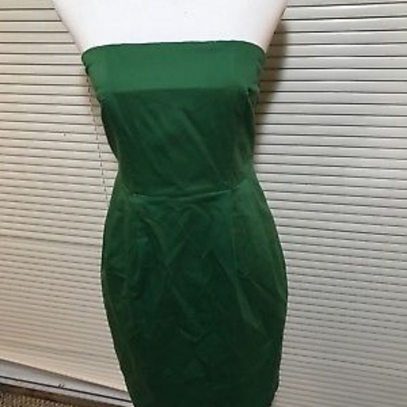 green strapless mini dress